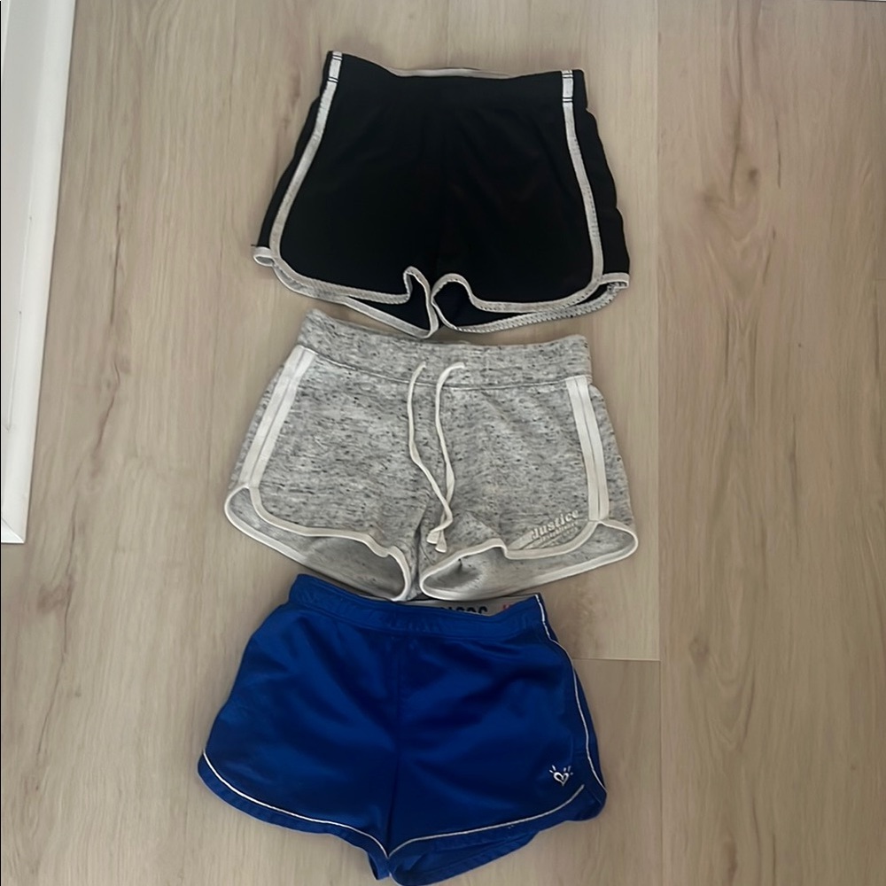 Girls justice Athletic Shorts Set - Black, Gray, Blue